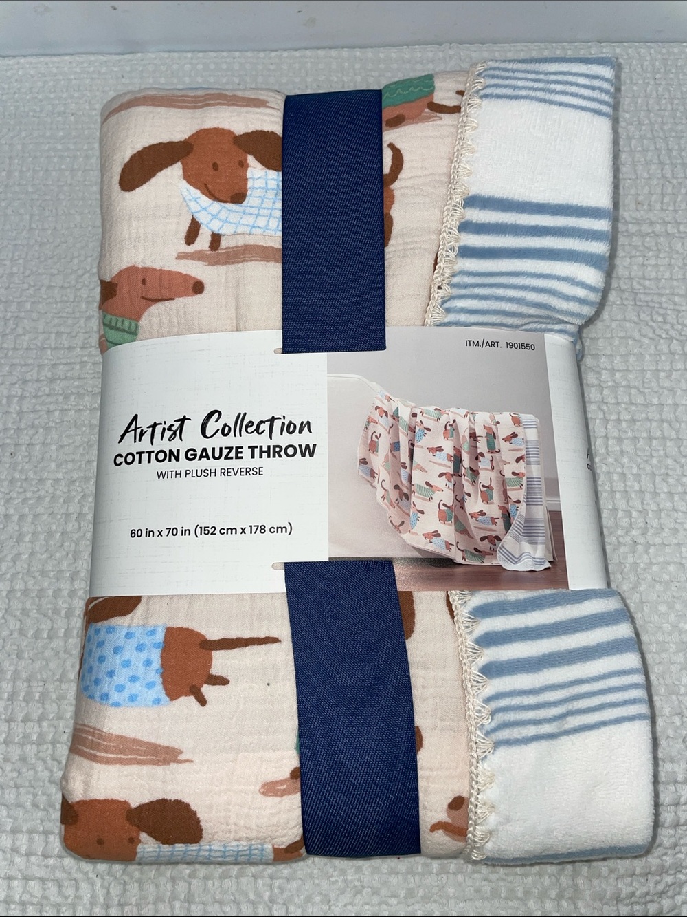 ARTIST COLLECTION COTTON GAUZE THROW WITH PLUSH REVERSE FTL-07-072